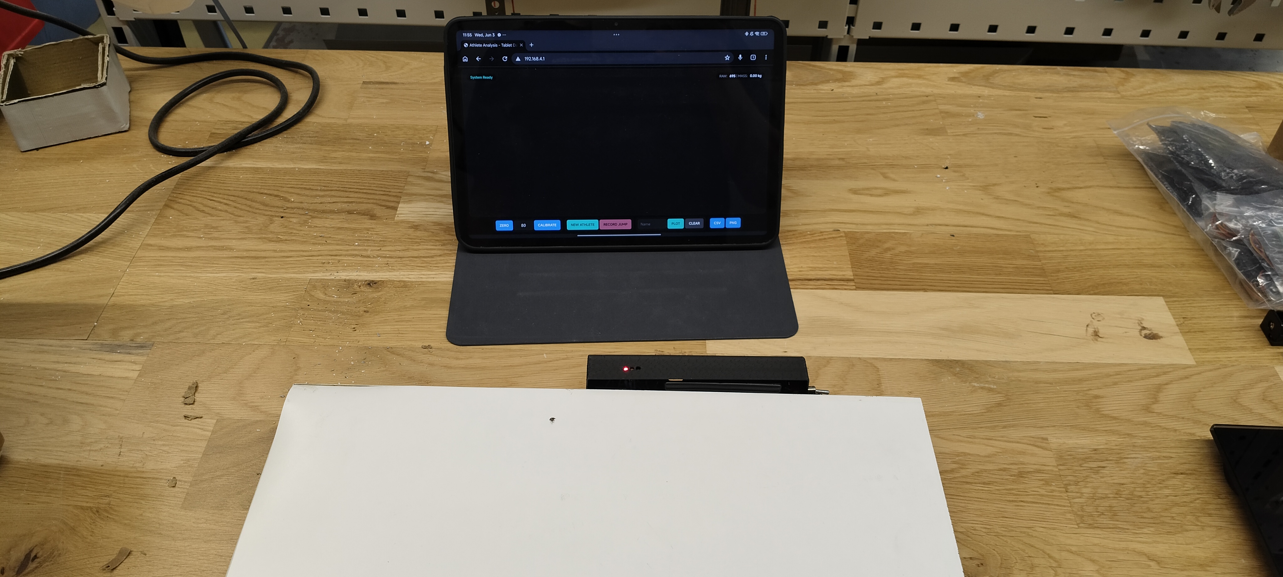 Force plate with tablet UI in use