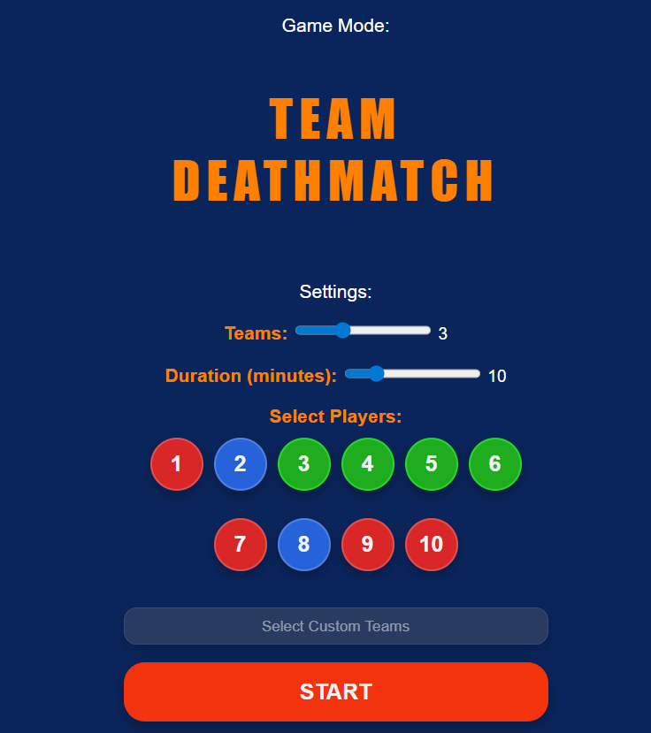 Team Deathmatch mode UI